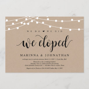 Convites Luzes de Corda Kraft, fonte Preta, Casamento Furti