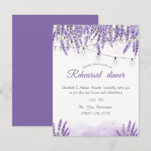 Convites Luzes de Corda Lavanda com Aquarela Jantar de Ensa