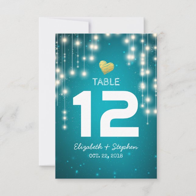 Convites Luzes de Corda Número da Mesa de Assentos de Casam (Frente)