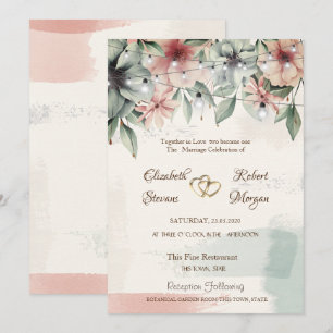 Convites Luzes de Corda, Pincelada, Floral Casamento