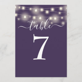 Convites Luzes de Corda Roxa Elegantes Número da Mesa