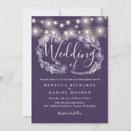 Convites Luzes de Corda Roxas Floral Casamento