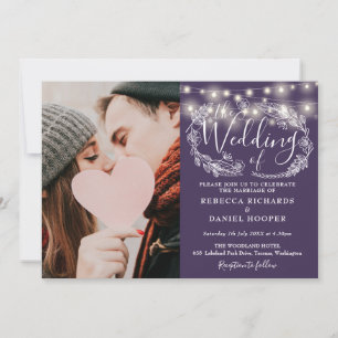 Convites Luzes de Corda Roxas Foto Tudo em Um Casamento