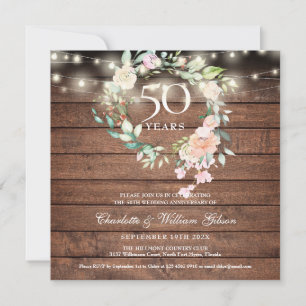 Convites Luzes de Corda Rústicas com Flores para Aniversári
