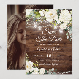 Convites Luzes de Corda Rústicas de Foto para Casamento Sav