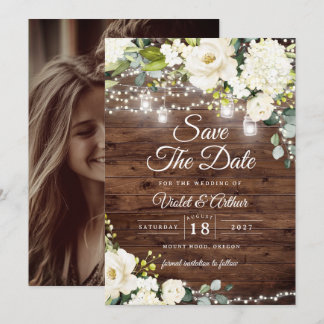 Convites Luzes de Corda Rústicas de Foto para Casamento Sav