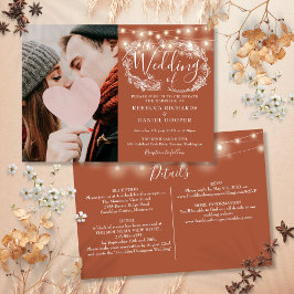 Convites Luzes de Corda Terracota Foto Todos em Um Casament