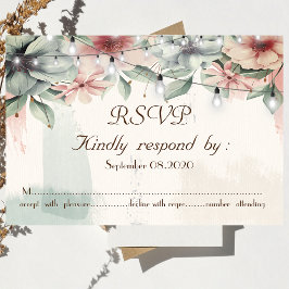 Convites Luzes de Corda,Traço de Pincel,Floral RSVP