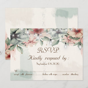 Convites Luzes de Corda,Traço de Pincel,Floral RSVP