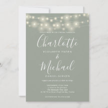 Luzes de Corda Verde Sage Casamento com Letra Eleg