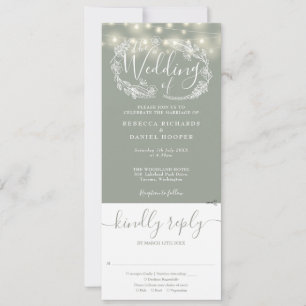 Convites Luzes de Corda Verde Sage Tudo em Um Casamento