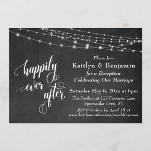 Convites Luzes de Cordão de Quadro Negro Felizes para Sempr