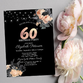 Convites Luzes de Cordão de Rosas Laranja Preto Aniversário