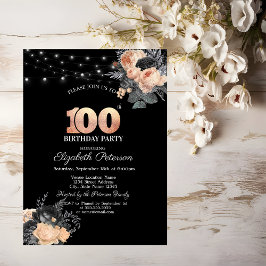 Convites Luzes de Cordão de Rosas Laranjas Pretas Aniversár