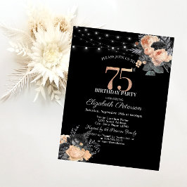 Convites Luzes de Cordão de Rosas Laranjas Preto Aniversári