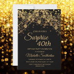 Convites Luzes de cordas Douradas pretas aniversário de 40<br><div class="desc">convite de festas de aniversário de 40 anos para mulheres com luzes de cordas de ouro brilhantes e espumantes sobre fundo negro ousado. Como o texto é personalizável, este convite é feito para uma senhora que comemora qualquer aniversário. (18, 21, rua, 30, 40, 50, 60, 70, 80, 90, 100... ou...</div>