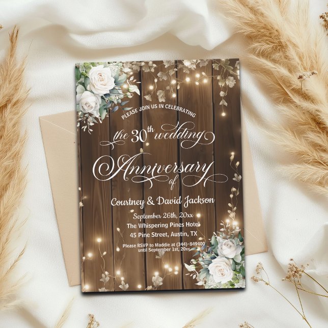 Convites Luzes de Cordas Russas do Aniversário de 30 Casame (Criador carregado)