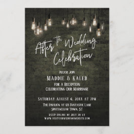 Convites Luzes de Edison de Tijolo Após a Celebração de Cas