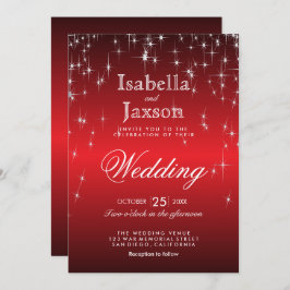 Convites Luzes de Estrela Piscante Vermelha Casamento