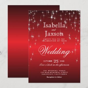 Convites Luzes de Estrela Piscante Vermelha Casamento