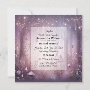 Convites Luzes de Fadas de Lavanda Mágicas para Casamento