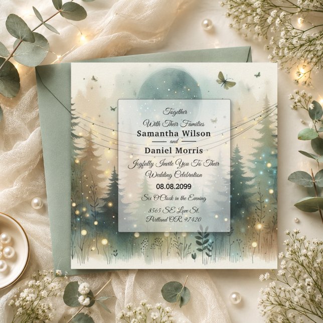 Convites Luzes de Fadas para Casamento na Floresta de Pinhe (Criador carregado)