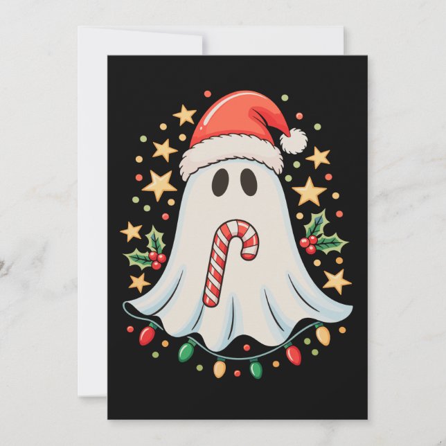 Convites Luzes de Fantasma Fofas Árvore Bolo Feliz Natal Xm (Frente)