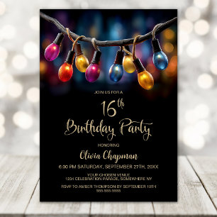 Convites Luzes de Festa Aniversário de 16 Anos