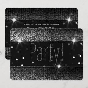 Convites Luzes de Festa com Brilho Preto e Prateado