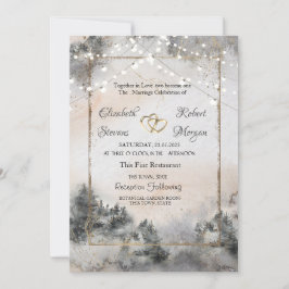 Convites Luzes de Floresta Árvores Bosque Casamento