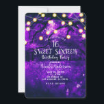 Convites Luzes De Floresta Encantadas Rústicas Roxas Doce 1<br><div class="desc">Convites à Árvore Florestal Encantada. Personalizar para qualquer evento.</div>