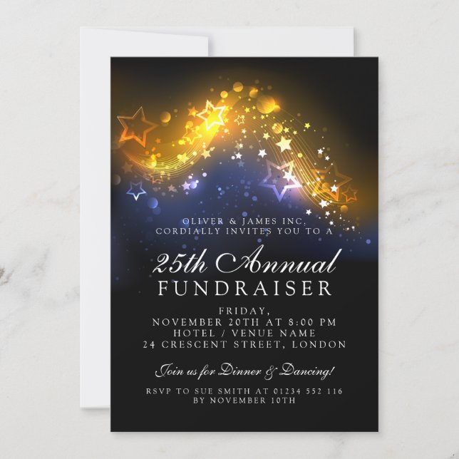 Convites Luzes de ignição Douradas de eventos de gala corpo (Frente)