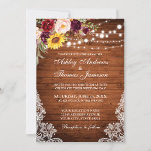 Convites Luzes de Madeira de Casamento Russo Lace Aquarela