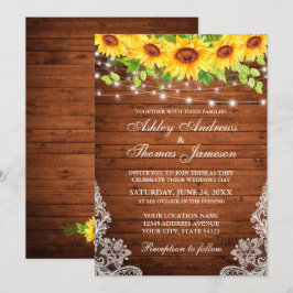 Convites Luzes de madeira de girassol