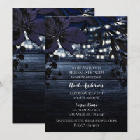 Luzes de Madeira Rústica com Floral Azul Escuro pa