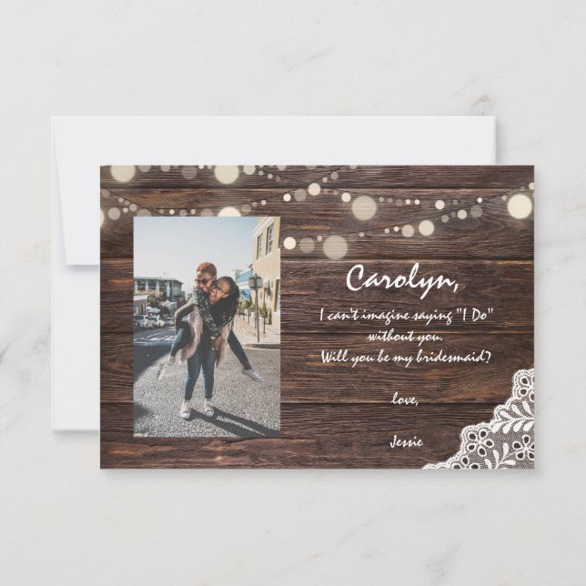 Convites Luzes de madeira você será minha madrinha? (Verso)