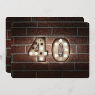 Convites Luzes de marca-aniversário de 40 anos no bloco