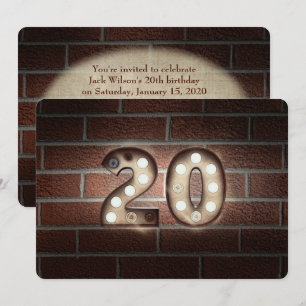 Convites Luzes de marca-Festa de aniversário de 20 acesas