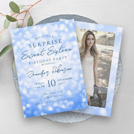 Convites Luzes de Marinho Glam Foto SURPRISE Sweet 16