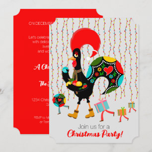 Convites Luzes de Natal, baubles, presentes e galos