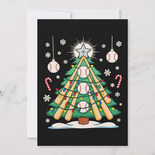 Convites Luzes de Natal de Beisebol Enfeites de Árvore de N (Frente)