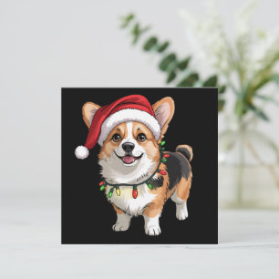 Convites Luzes de Natal de Santa Pembroke Welsh Corgi em Ár