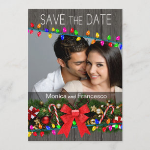 Convites Luzes de Natal Foto em Madeira Data de Salvamento