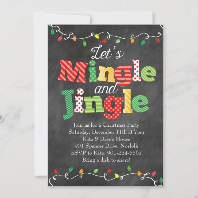 Convites Luzes de Natal Mingle & Jingle (Frente)