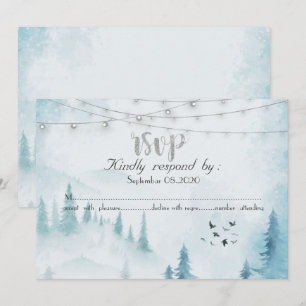 Convites Luzes de Natal para Floresta de Inverno,RSVP