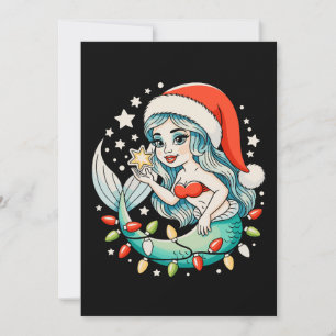 Convites Luzes de Natal Sereia Chapéu do Papai Noel Xmas Vi