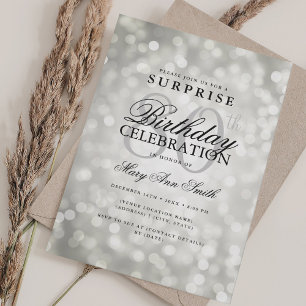 Convites Luzes de Prata de Glam Silver, 80 de Aniversário d
