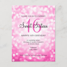 Convites Luzes de relíquia cor-de-rosa de 16 anos elegantes