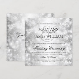 Convites Luzes de Shimmer Silver de Casamento Elegante