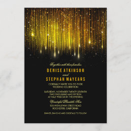 Convites Luzes de String de Casamento Preto e Dourado Convi